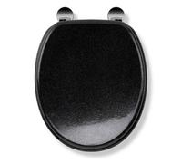 Croydex Black Quartz Wooden Toilet Seat With Flexi-Fix™ Hinges