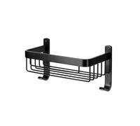 Croydex Large Black Shower Caddy - Aluminium Matt Black Bathroom Storage with Rust Free Guarantee, Wall Plugs & Screws Included and a 5kg Max Load - Home Essentials with Additional Hanging Hooks