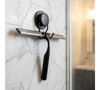 Croydex Black Shower Squeegee with Stick 'n' Lock Self-Adhesive Hook