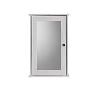 Croydex Blanco Single Door Mirror White Wooden Cabinet with Hang N Lock Fitting System, 13x34x53 cm