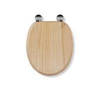 Croydex Davos Flexi-Fix Wooden Toilet Seat - Adjustable Hinges with Top & Bottom Fixings Included and Rust Free Chrome Plated Hinge Covers, Antibacterial Treated Surface (Blonded Pine)