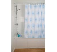 Croydex Blue Splash Design Shower Curtain, 1800 x 1800mm | Water-Resistant Fabric | Cling-Resistant Weighted Hem | Rust-Resistant Metal Eyelets | 100% Polyester | Machine Washable