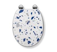 Croydex Blue Terrazzo Flexi-Fix™ Wooden Oval Toilet Seat - Wl910124