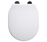 Croydex Bolsena Flexi-Fix Soft Close Toilet Seat - Quick Release Button for Easy Cleaning and Adjustable Hinges with Top and Bottom Fixings Included, Antibacterial Treated Surface (White)