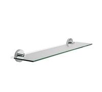Croydex Britannia 59cm Glass Bathroom Shelf | Wall Mounted | No Drill Required | Your Choice to Screw or Glue with Flexi-Fix Brackets | Modern Design | Fixings Included