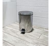 Croydex Britannia 5L Chrome Pedal Bin - Stainless Steel Bathroom Waste Bin