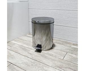 Croydex Britannia 5L Chrome Pedal Bin - Stainless Steel Bathroom Waste Bin