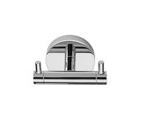 Croydex Britannia Double Robe & Towel Hook, Chrome Bathroom Accessories | Wall Mounted | No Drill Required | Your Choice to Screw or Glue with Flexi-Fix Brackets | Modern Design | Fixings Included