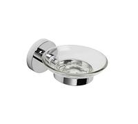 Croydex Britannia Glass Soap Bar Dish and Wall Mounted Holder | No Drill Required | Your Choice to Screw or Glue with Flexi-Fix Brackets | Modern Design | Fixings Included