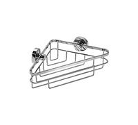 Croydex Brockham Flexi Fix Corner Basket Shower Caddy, Chrome, 12.5x26x14 cm