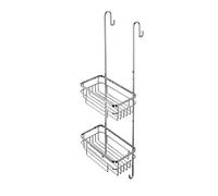 Croydex Brockham Two Tier Hook Over Basket Shower Caddy, 5 Year Rust Free Guarantee, Chrome, 12.5x25.5x39 cm