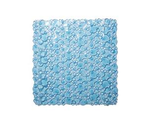 Croydex Bubbles Non-Phthalate Slip-Resistant PVC Suction Shower Mat, Blue, 53 x 53cm