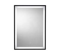 Croydex Burley Matt Black Rectangular Wall-Mounted Bathroom & Wc Illuminated Contemporary Illuminated Mirror (H)70Cm (W)50Cm