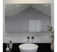 Croydex Burwell Bathroom Cabinet with Mirrored Doors - 3 Door Storage Unit with 2 Adjustable Shelves, 110 Degree Wide Angle Hinges and a Hang 'N' Lock Easy Install System, 76x122x13cm (White Steel)