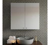 Croydex Carra 50 x 45cm White Bathroom Mirror Cabinet -No Assembly Required | Compact Ideal for Small Bathrooms | White Steel Carcass | 1 Fixed Shelf | Mirrored Doors with Pin Handle