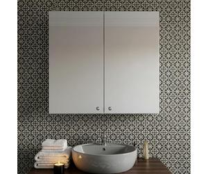 Croydex Carra 50 x 45cm White Bathroom Mirror Cabinet -No Assembly Required | Compact Ideal for Small Bathrooms | White Steel Carcass | 1 Fixed Shelf | Mirrored Doors with Pin Handle