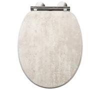 Croydex Cawdor Flexi-Fix™ Wooden Soft Close Quick Release Toilet Seat - Pale Concrete Effect