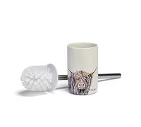 Croydex Ceramic Toilet Brush & Holder with Steven Brown Highland Cow Art