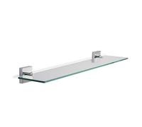 Croydex Chester 59cm Glass Bathroom Shelf | Wall Mounted | No Drill Required | Your Choice to Screw or Glue with Flexi-Fix Brackets | Modern Design | Fixings Included