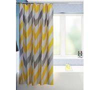 Croydex Chevron Textile Shower Curtain - Yellow, Grey And White One Colour
