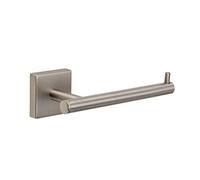 Croydex Chiswell Flexi-Fix Toilet Roll Holder, Stainless Steel Brushed Nickel Finish Toilet Paper Holder, Universal 'X' Plate No Drill Install, Screw or Glue Matching Accessories, All Fixings Included