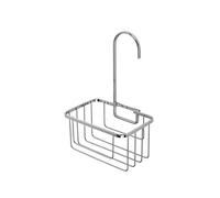 Croydex Chrome Hook Over Shower Caddy | No Drilling | Compact Basket | Durable Powder-Coated Steel | Designed to Hook Over the Riser Rail | Adhesive Pad Included