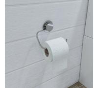 Croydex Stick'n'lock Plus Gloss Chrome Effect Wall-Mounted Toilet Roll Holder (H)110mm (W)250mm