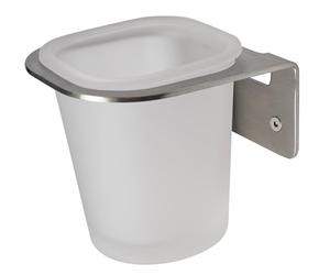 Croydex Columba Industrial Style, Wall Mounted Tumbler Bathroom Mount Brushed Stainless Steel & Frosted Glass Tumbler, Fixings Included.