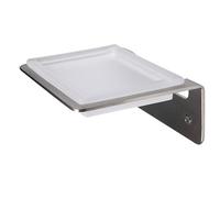 Croydex Columba Wall Mounted Glass Soap Dish | Bathroom Basin Accessories | Industrial Style | Frosted Glass Dish | Stainless Steel Bracket | Fixings Included