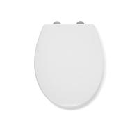 Croydex Coniston White Toilet Seat - Eco-Friendly Recycled Plastic, Anti-Bacterial, Adjustable Hinges, Soft Close Toilet Seat White with Quick Release - Fits Standard Toilets, Toilet Seat Soft Close