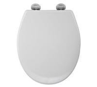 Croydex Constance Flexi-Fix White Soft Close Toilet Seat with Quick Release Button, Anti-Bacterial Treated Thermoset Plastic, Heavy Duty, Adjustable Stainless Steel Hinges Fits Most UK Toilet Bowls