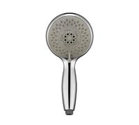 Croydex Contour Four Function Large Shower Head - Chrome 125mm Diameter, Multi-Function Shower Handset with Saturating, Massage, Bubbling Sprays, Easy-Clean, Eco Water Saving Feature