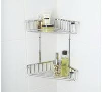Croydex Corner Shower Caddy 2 Tier Large Rust Free Bathroom Storage Basket