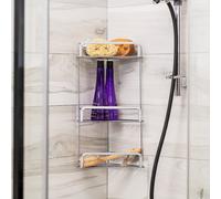 Croydex Corner Shower Caddy Chrome 3 Tier Stick ’N’ Lock Bathroom Storage Basket