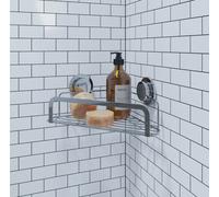 Croydex Stick'n'lock Steel Chrome Effect Corner Basket