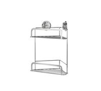 Croydex Corner Shower Caddy Stick ’n’ Lock 2 Tier Adhesive Basket Storage Chrome