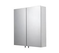 Croydex Cullen White Stainless Steel Bathroom Mirror Cabinet - Help ‘n’ Hang Installation Bathroom Wall Cabinet with One Adjustable Shelf, Double Mirrored Doors and Fully Assembled (52x45cm)
