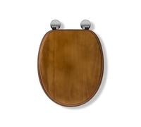 Croydex Davos Flexi-Fix Wooden Toilet Seat - Adjustable Hinges with Top & Bottom Fixings Included and Rust Free Chrome Plated Hinge Covers, Antibacterial Treated Surface (Antique Pine)