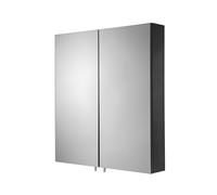 Croydex Dawley Matt Black Double Door Mirrored Cabinet with Flexi Fix Easy Installation 67cm H x 60cm W