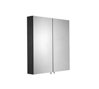 Croydex Dawley Matt Black Double Door Mirrored Cabinet with Flexi Fix Easy Installation 67cm H x 60cm W