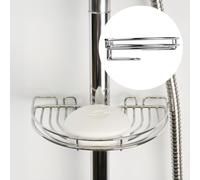 Croydex Easy Fit Riser Rail Soap Basket, Versatile Bathroom Accessory, Secure Bathroom Shelves, Convenient Bathroom Storage, Fits Most Standard Riser