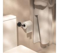 Croydex Epsom Black Toilet Roll Holder,Durable Zinc Alloy, Quality Powder Coated Finish, Bathroom Storage Solution, Flexi-Fix Accessories, Easy to Fit, Screw or Glue Installation, All Fixings Included