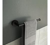 Croydex Epsom Matte Black 27cm Towel Bar, Flexi-Fix Bathroom Accessories | Wall mounted | No drill required | Your choice to screw or glue with Flexi-Fix brackets | Modern Design | Fixings Included