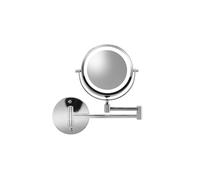 Croydex Extendable Illuminated Magnifying Cosmetic Mirror, Wall Mounted Chrome, 360? Swivel Bathroom Mirror with LED Lights, Battery Operated, Double
