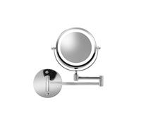 Croydex Extendable Illuminated Magnifying Cosmetic Mirror, Wall Mounted Chrome, 360° Swivel Bathroom Mirror with LED Lights, Battery Operated, Double Sided, 3x/1x Magnification