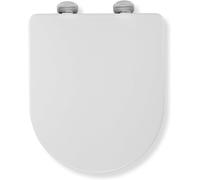Croydex Eyre Soft Close Toilet Seat D Shape - Quick Release Button for Easy Clea