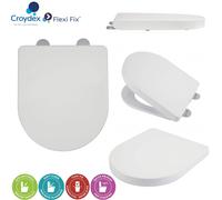 Croydex Eyre White Toilet Seat - Flexi-Fix Soft Close Non-Slip Anti-Bacterial