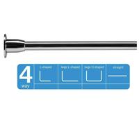 Croydex AD115144 Fineline Shower Rod and Rail Kit, Stainless Steel, Chrome, straight upto 2520mm