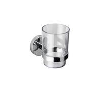 Croydex Toothbrush Holder Wall Mounted, Durable Zinc Alloy Bathroom Accessory, Clear Plastic Tumbler, Chrome Finish, Flexi-Fix Accessories, Easy Fit, Screw or Glue Installation, All Fixings Included