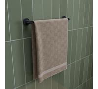 Croydex Flexi-Fix Black Towel Rail, Bathroom Towel Bar, 67cm Length - Metra